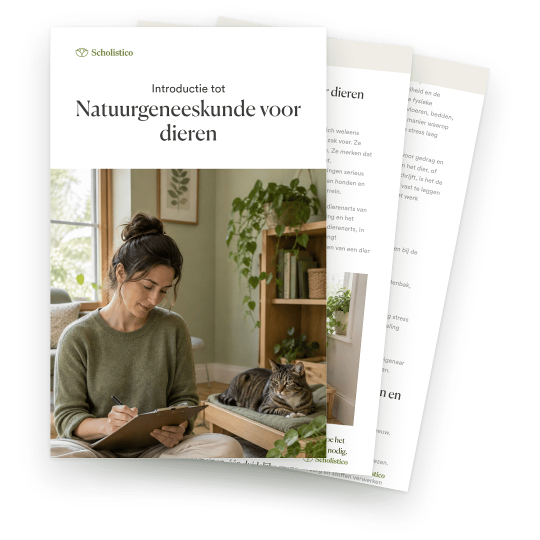 Ontdek wat natuurgeneeskunde voor dieren is, hoe een sessie verloopt en wat er nodig is om het welzijn van honden en katten professioneel en in samenwerking met de dierenarts te ondersteunen.
