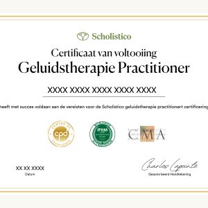Officieel certificaat voor de geluidstherapie practitioner certificeringscursus